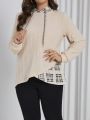 SHEIN LUNE Women's Plus Size Plaid Drawstring Hoodie Sweatshirt