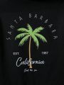 SHEIN Kids SUNSHNE Boy's Vacation Coconut Print Long-Sleeved Hooded Sweatshirt