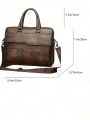 Multi-layer High Capacity Thick Double Handled Zipper Half Flap Pu Faux Leather Business Document 14inch Laptop Single Shoulder Bag, Suitable For Men And Women On Business, Travel, Daily Commute, Document And Laptop Storage, Weekend Trip And