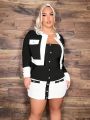 SHEIN SXY Women's Small Style Black And White Large Size Suit