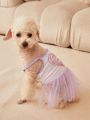PETSIN 1pc Pink Purple Mesh Tutu Skirt With Hearts For Pets