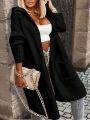 Plus Size Solid Color Hooded Cardigan