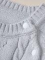 Baby Argyle Pattern Raglan Sleeve Cable Knit Jumpsuit & Hat & Knit Shoes