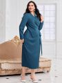 SHEIN Modely Plus Size Side Twisted Knot Dress