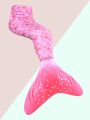 Young Girls' Ruffle Trimmed Top With Fish Scale Triangle Bikini Bottom Swimsuit Set, Matching Mermaid Tail Swimwear