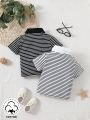 SHEIN 2pcs/Set Baby Boy Casual Striped Short Sleeve Polo Shirt For Daily Wear And Outings