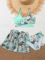 Girls' Tropical Print Swimsuit Set