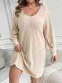 SHEIN LUNE Plus Size Long Sleeve Knitted Sweater Dress