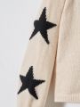 Tween Girls' Five-Pointed Star Pattern Cardigan