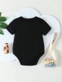 Baby Boys' Cartoon And English Letter Printed T-shirt Bodysuit