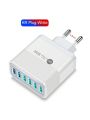 1pc 30w White Korean Spec Plug Usb Charger With 6 Usb Port And Quick Charge 3.0 Compatible With Iphone, Xiaomi, Samsung And Multiple Ports Phones Adapter, Wall Charger