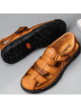 Men's Sport  Shock Absorption  Sandals Summer Leather Sandals Slip-on Shoes Outdoor Loafers Closed Toe Fisherman Sandal