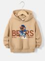 Toddler Boys' Casual Cartoon Bear & Letter Print Sweatshirt, Suitable For Autumn/winter