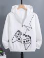 Teen Boys' Hooded Zipper Jacket With Gamer Machine Print