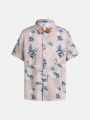 SHEIN Kids FANZEY 4pcs/Set Tween Boys' Elegant Patterned Collared Shirt, Solid Color Vest, Shorts, And Hat Gentleman Suit