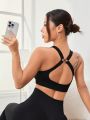 Yoga Trendy Women's Solid Color Casual Zipper Sport Bra