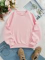 Girls' Casual Long Sleeve Round Neck Sweatshirt Suitable For Autumn And Winter