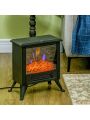 HOMCOM Electric Fireplace Heater w/ LED Flame Fireplace Stove, Black, 17