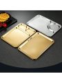 1pc Silver Stainless Steel Square Snack Plate, 3 Styles Available, For Serving Food, Bbq, Fruits, Snacks. Suitable For Dining Table Or Living Room Decoration.
