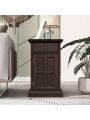 Solid Wood U-Can Classic Vintage Livingroom End Table Side Table with USB Ports and One Multifunctional Drawer with c