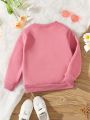 Young Girl Heart & Slogan Graphic Thermal Lined Sweatshirt