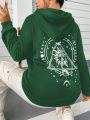 Plus Size Sun Face Printed Hoodie