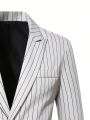 Manfinity Mode Men's Striped Suit Jacket And Pants Set