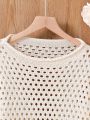 Teen Girls' Hollow Out Knit Flare Sleeve Sweater