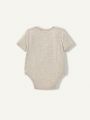 Cozy Cub 2pcs Baby Boy Soft Knitted Romper Set With Round Neck And Half Zipper Front