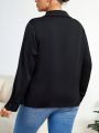 SHEIN Privé Plus Size Women's Solid Color Straight Shirt