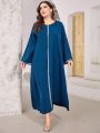 SHEIN Najma Plus Size Women's Arabesque Colorblock Abaya Dress