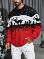 Manfinity Homme Men Plus Christmas Pattern Colorblock Sweater