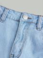 SHEIN Teen Girls' Casual Irregular Cut Ripped Skinny Jeans