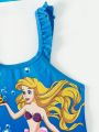 Little Girls' Mermaid Print One-Piece Swimsuit