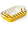 Porcelain Bakeware Set for Cooking, Ceramic Rectangular Baking Dish Lasagna Pans for Casserole Dish, Cake Dinner, Kitchen, Banquet and Daily Use, 13 x 9.8 inch(Yellow)