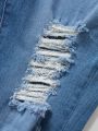 SHEIN Teen Girls' Distressed Flared Jeans