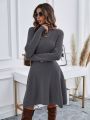 SHEIN Privé Solid A-line Sweater Dress