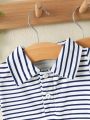 Baby Boy Summer 3pcs/Set Cute And Fashionable Striped & Solid Color Knitted Polo Collar Romper