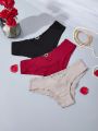 Valentine's Day Heart Shaped Hollow Out Triangle Panties (3pcs/Set)