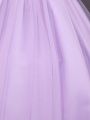 Tween Girls' Elegant And Romantic Purple 3d Flower Embroidery Mesh Spliced Off Shoulder Halter Formal Dress Suitable For Evening Party, Banquet, Birthday Party And Other Occasions