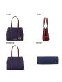 Amy Color Block Vegan Leather Womens Tote Bag  Lightweight Shoulder Handbag, Simple Work Bag
