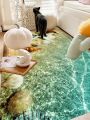 1pc Tropical Simple Style Soft Carpet Ocean Starfish Printed Area Rug, Living Room, Sofa, Coffee Table & Bathroom Floor Mat, Home Decoration