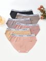 Women'S Seamless Triangle Underwear With English Letter Waistband, 6pcs/Pack
