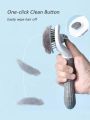 1pc Cat Comb Brush, Dog Deshedding Tool Shedding Hair Remover, Stainless Steel Rounded Tips, Safe For Skin