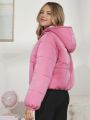 Teen Girl Slant Pocket Drop Shoulder Puffer Coat
