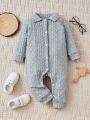 Baby Solid Single Breasted Jumpsuit