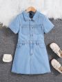SHEIN Tween Girls' Denim Overall Dress