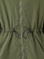 Teen Girls' Drawstring Waist Hooded Fleece Jacket