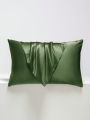 1pc Olive Green Artificial Silk Pillowcase