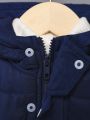 SHEIN Young Boy 1pc Raglan Sleeve Hooded Puffer Coat